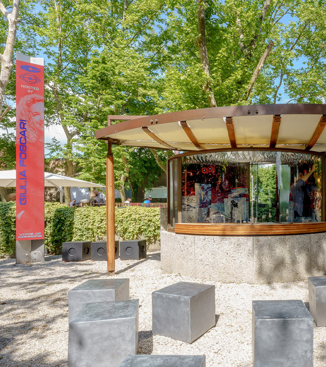 Historic Ticket Office designed by Carlo Scarpa positioned at the entrance of the Venice Biennale.